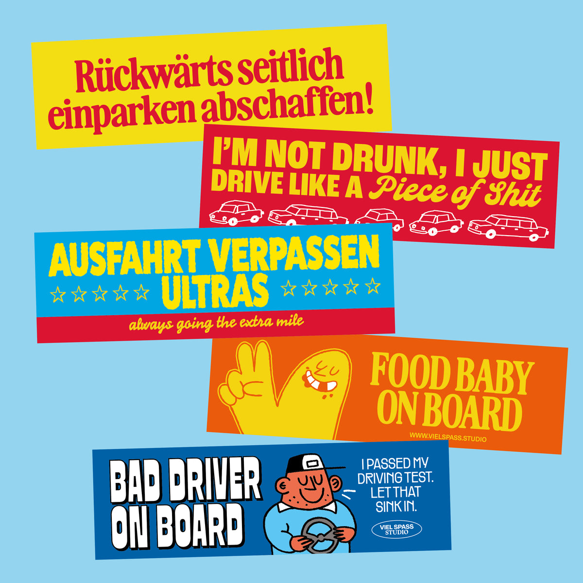 Heckscheiben Stickerset fürs Auto – Viel Spass Studio ***PREORDER***