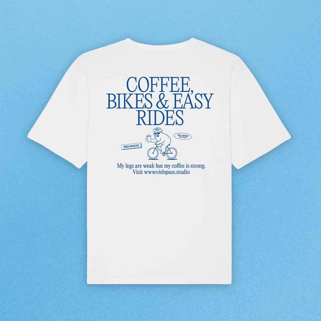 "Coffee, Bikes and easy rides" T-Shirt (oversized) – Viel Spass Studio