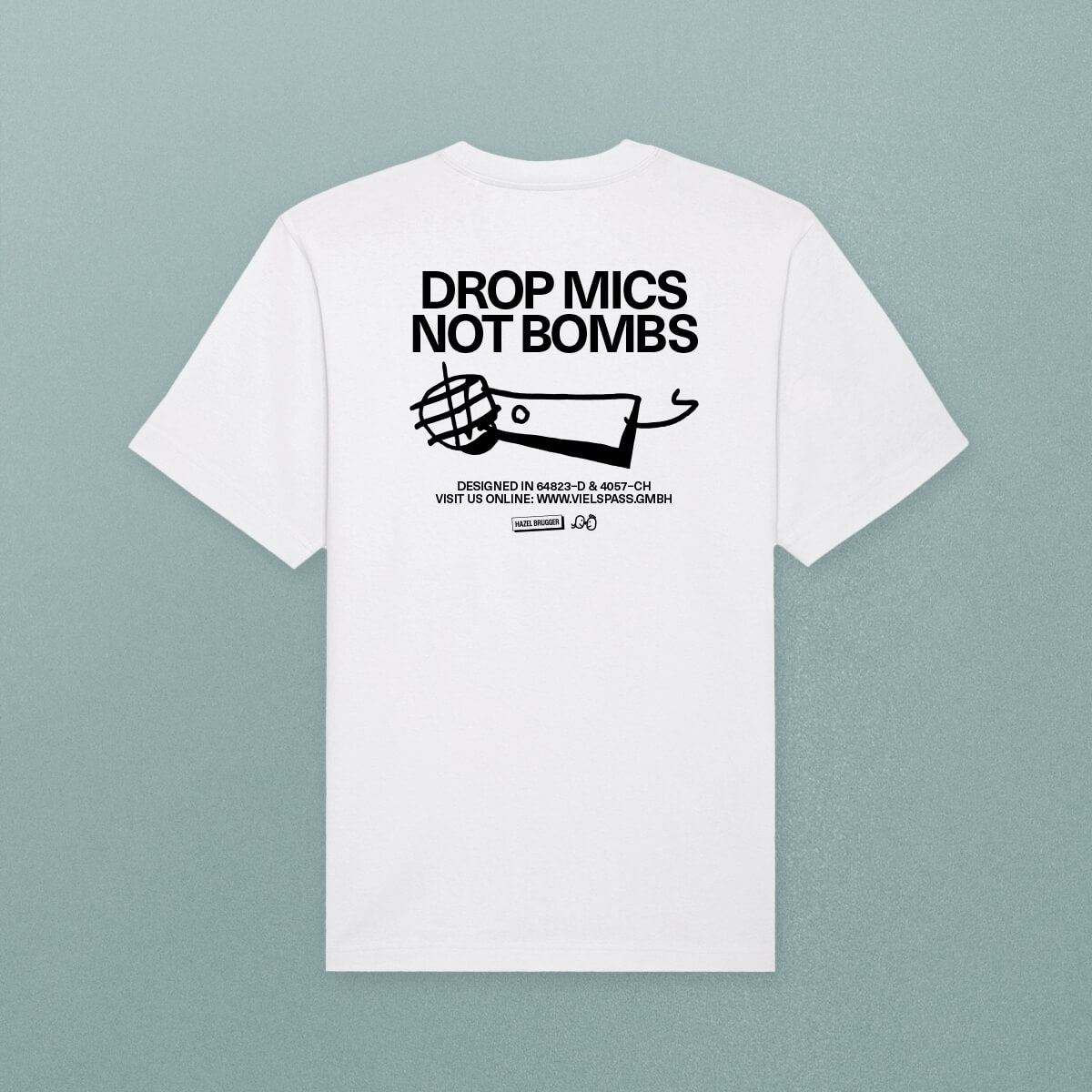 "Drop Mics Not Bombs" T-Shirt (oversized) – Viel Spass Studio