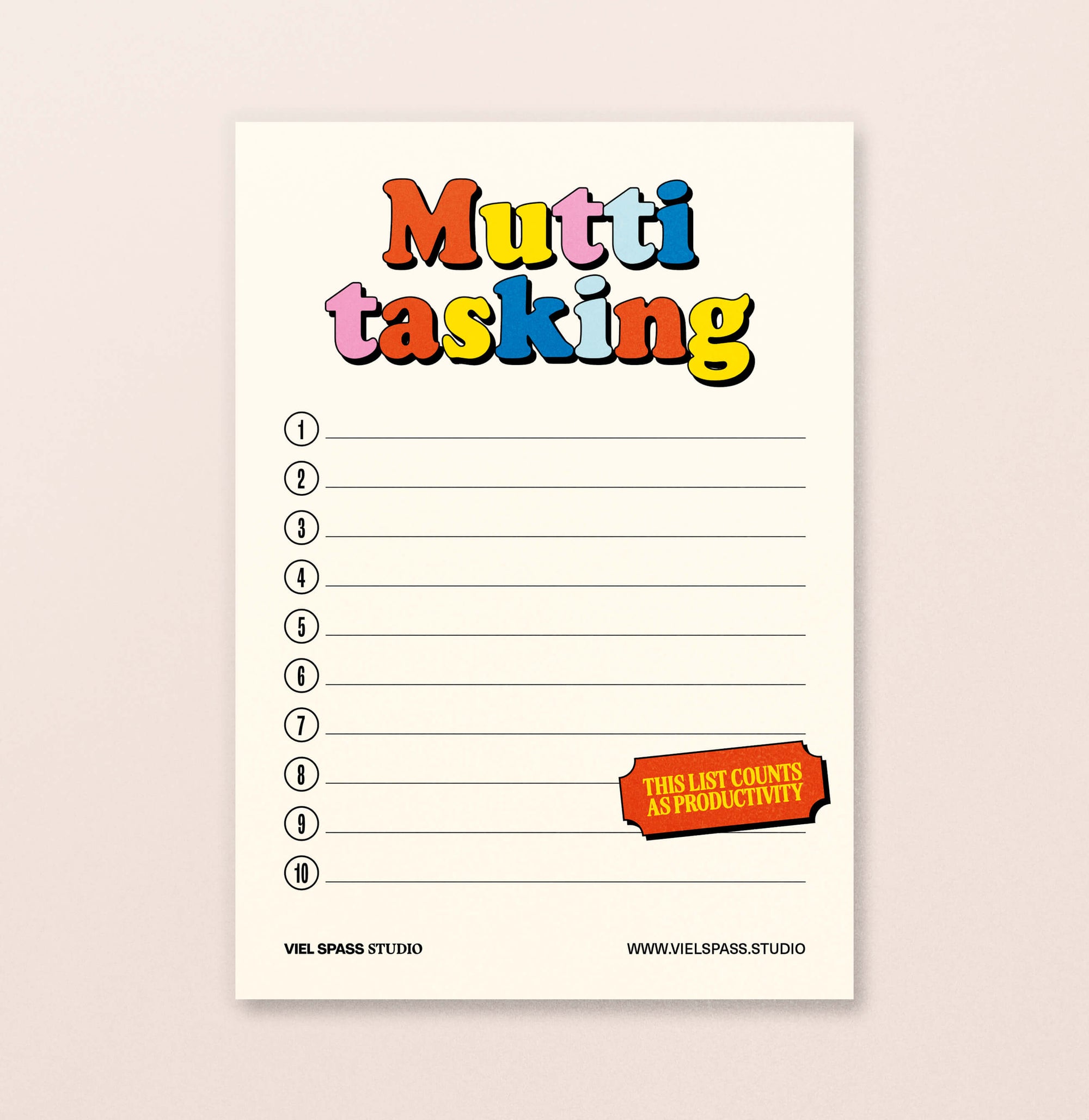 "Muttitasking" Block, 50 Seiten – Viel Spass Studio