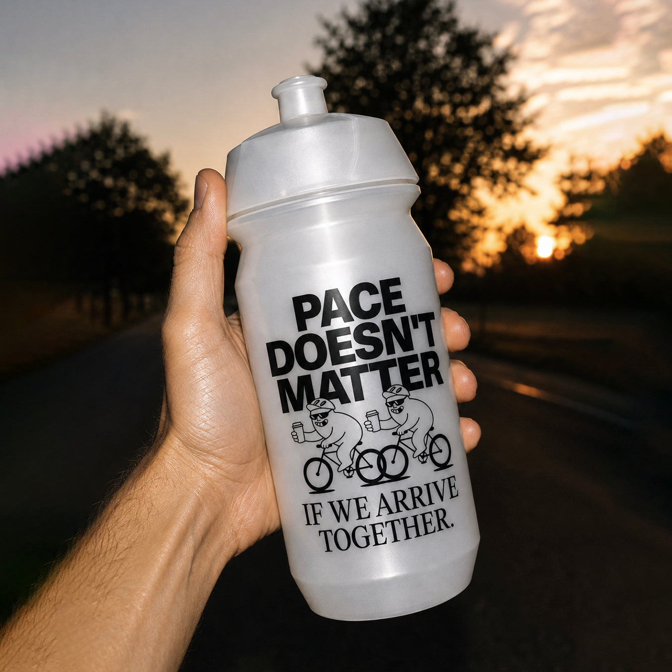 "Pace doesn‘t matter, if we arrive together " Bidon, 500 ml Trinkflasche – Viel Spass Studio